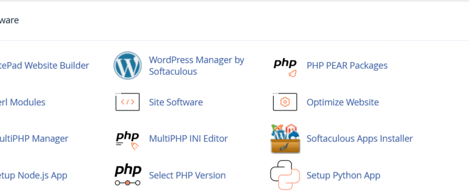 Start using SitePad by clicking on the SitePad Website Builder Link under Software in your cPanel account
